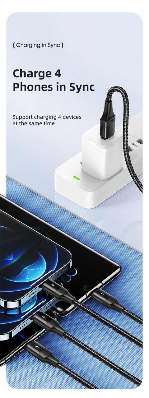 Premium Usams U73 Series 4 IN 1 Braided Fast Charging Cable - Image 8