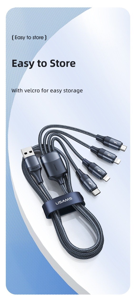 Premium Usams U73 Series 4 IN 1 Braided Fast Charging Cable - Image 3