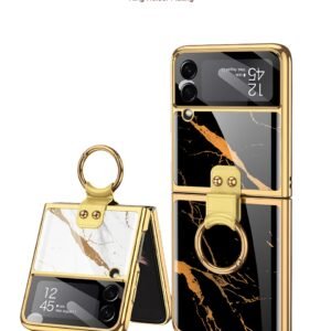Ring holder Marble Case for Galaxy Z Flip3 and Z Flip 4