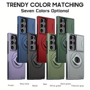 Magnetic Scratch-proof PC+TPU Phone Cover with Rotary Kickstand
